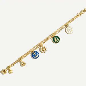 NWT J. Crew Nautical Sailor Charm Bracelet in Gold